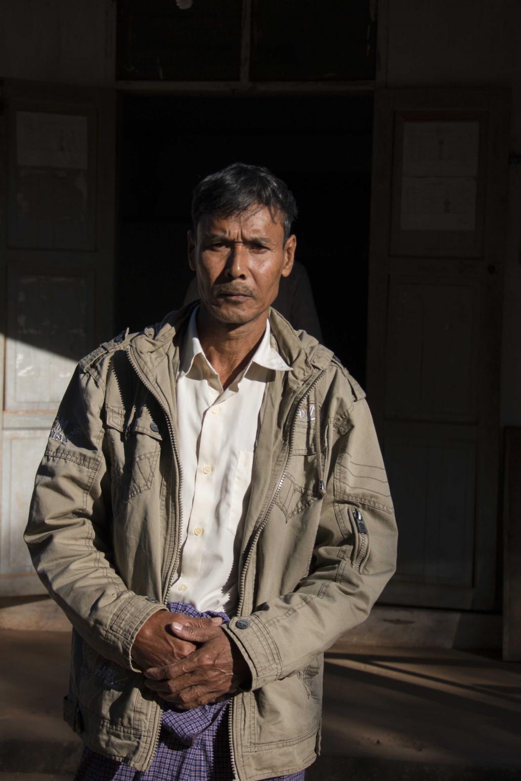 Hlaygyi Tat village resident U Kyaw Lwin Oo says the Ministry of Industry took 16 acres of his land without compensation for the paper mill and an adjoining bamboo plantation. (Nyein Su Wai Kyaw Soe | Frontier)