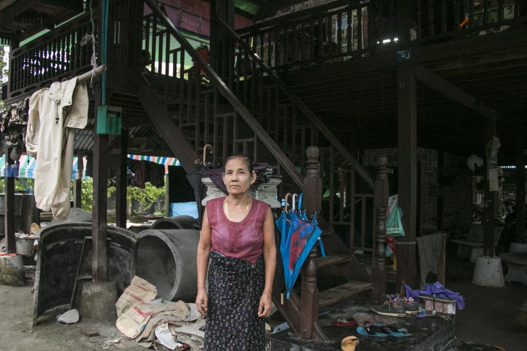 Villager Daw Tin Mya, a resident who lost K2.7 million in the scheme. (Nyein Su Wai Kyaw Soe | Frontier)