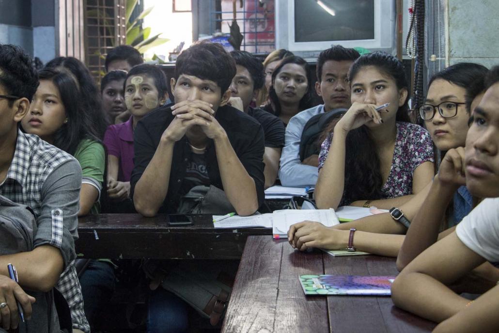 Students at a mathematics tuition class in Yangon. (Nyein Su Wai Kyaw Soe | Frontier)