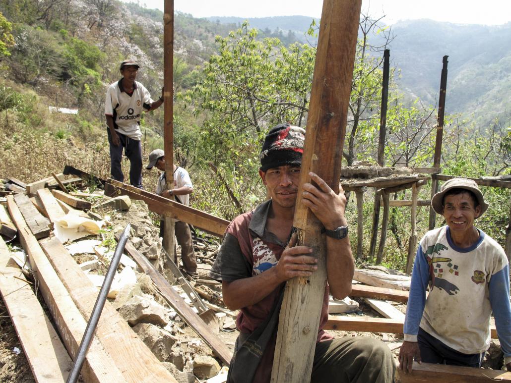 Residents in Tili village have spent seven months moving their properties to a new location after their homes were destroyed in last year’s floods. (Oliver Slow / Frontier)