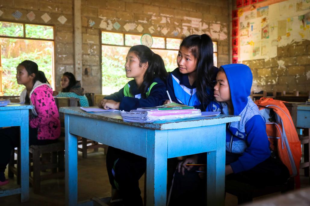 Children in a classroom at a school near the Koung Jor refugee camp. (Victoria Milko | Frontier)