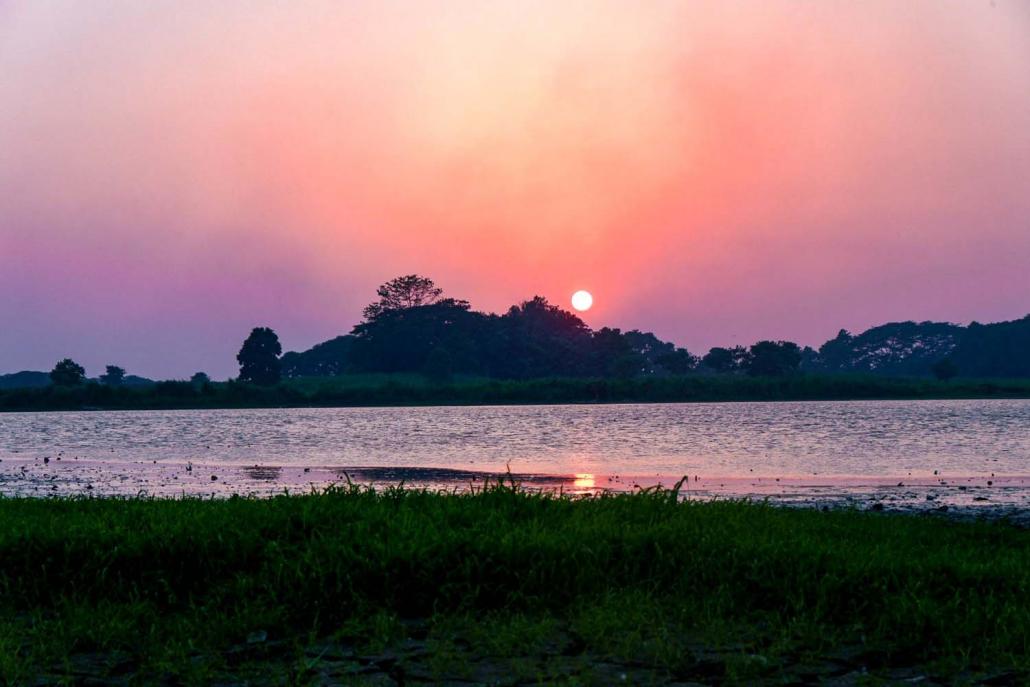 The sun sets over CP Thaung marsh (Dominic Horner | Frontier)