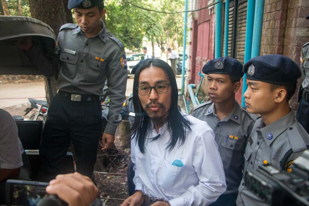 Defendant U Zeyar Phyo appears at a hearing at Yangon Northern District Court on January 10. (Thuya Zaw | Frontier)