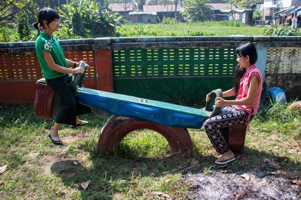 The playground in Gyo Gone ward, Insein Township. (Thuya Zaw | Frontier)