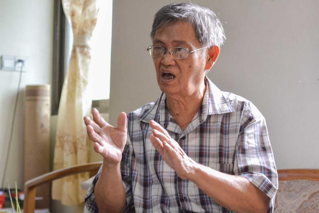 U Tin Aung Ne, 72, began working as a cartoonist in 1968. (Teza Hlaing | Frontier)