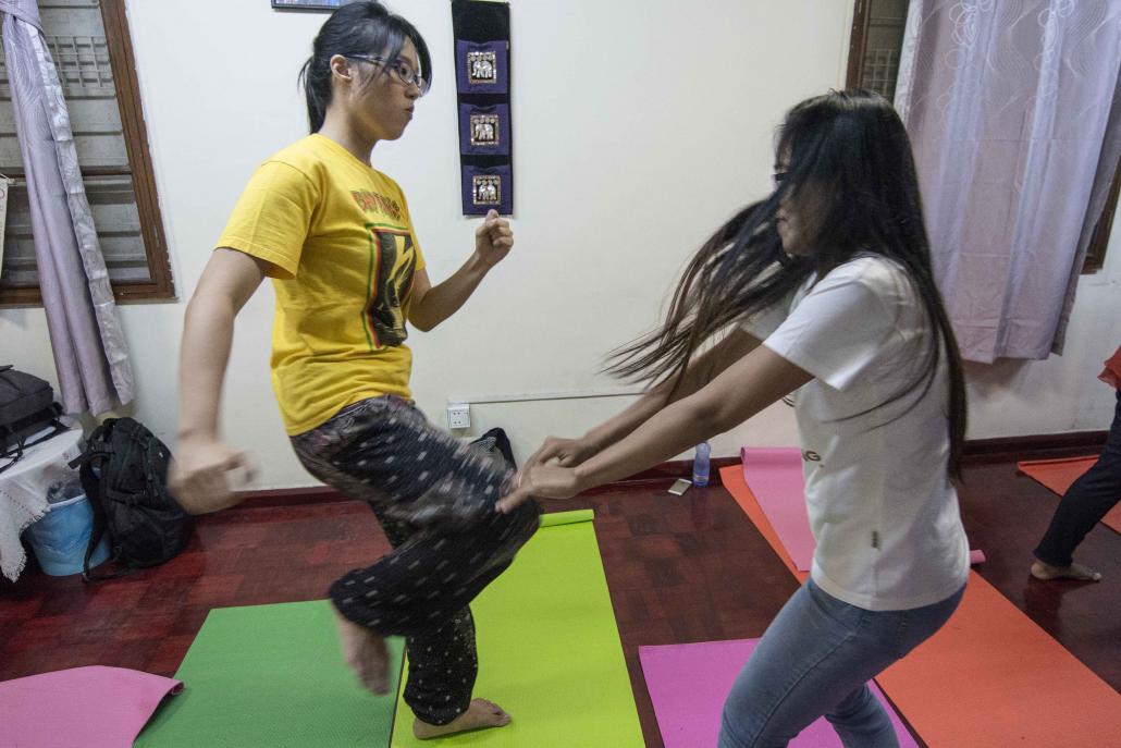 A student at the Myanmar Women’s Self Defense Centre. (Teza Hlaing / Frontier)