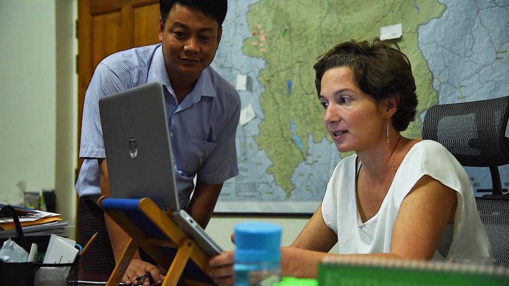 Winrock International manager Ms Anne- Claire Degail at the organisation's office in Yangon. (Rajiv Raman | Frontier)