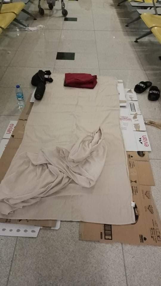 Ko Khant Oo Maw and more than 100 other people stranded at Dubai International Airport in late March were kept in a basement for several days, before eventually being transferred to a hotel. (Supplied)