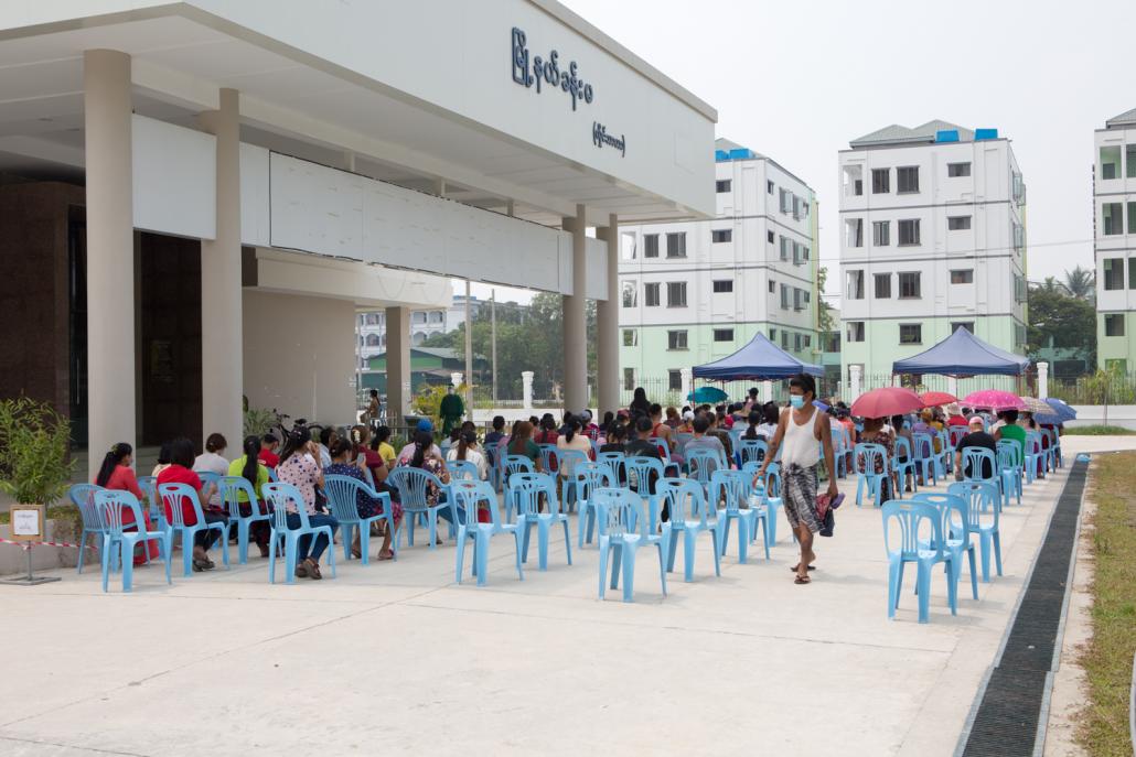 The Hlaing Tharyar fever clinic is in a community hall but almost half of the clinics in Yangon Region are in schools, which means they may soon have to move or close. (Thuya Zaw | Frontier)