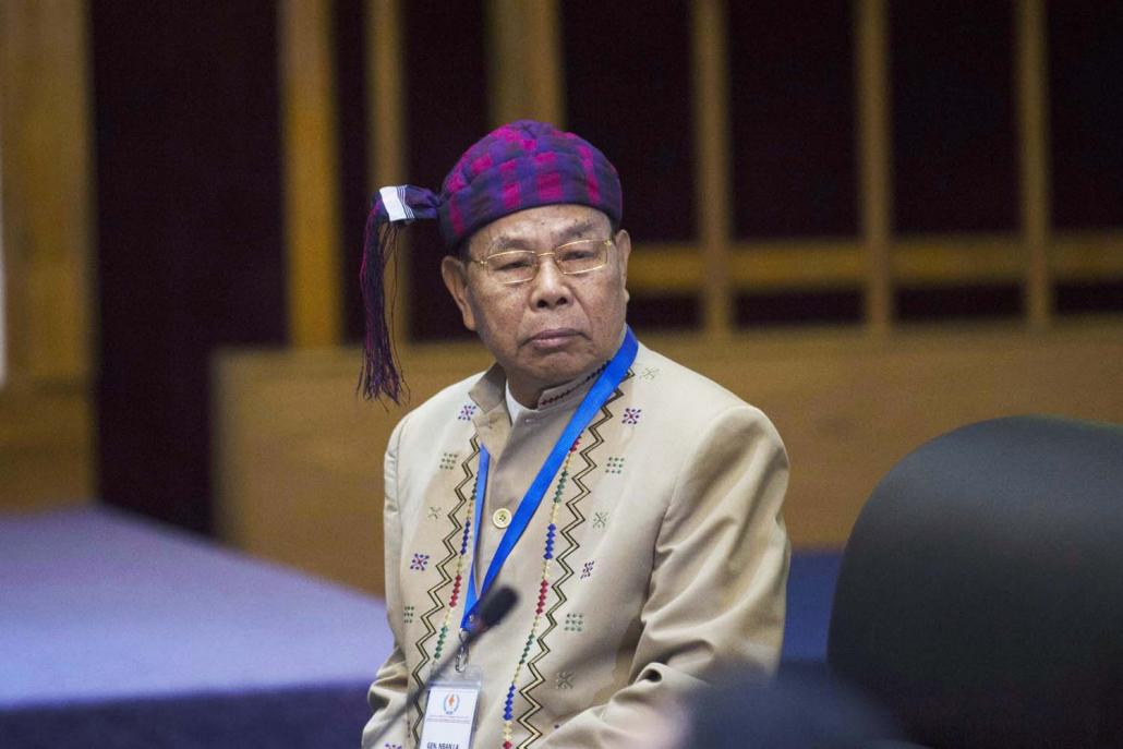 The Kachin Independence Organisation's General N'Ban La seen at peace talks at the National Reconciliation and Peace Centre in Yangon on July 17, 2016. (AFP)