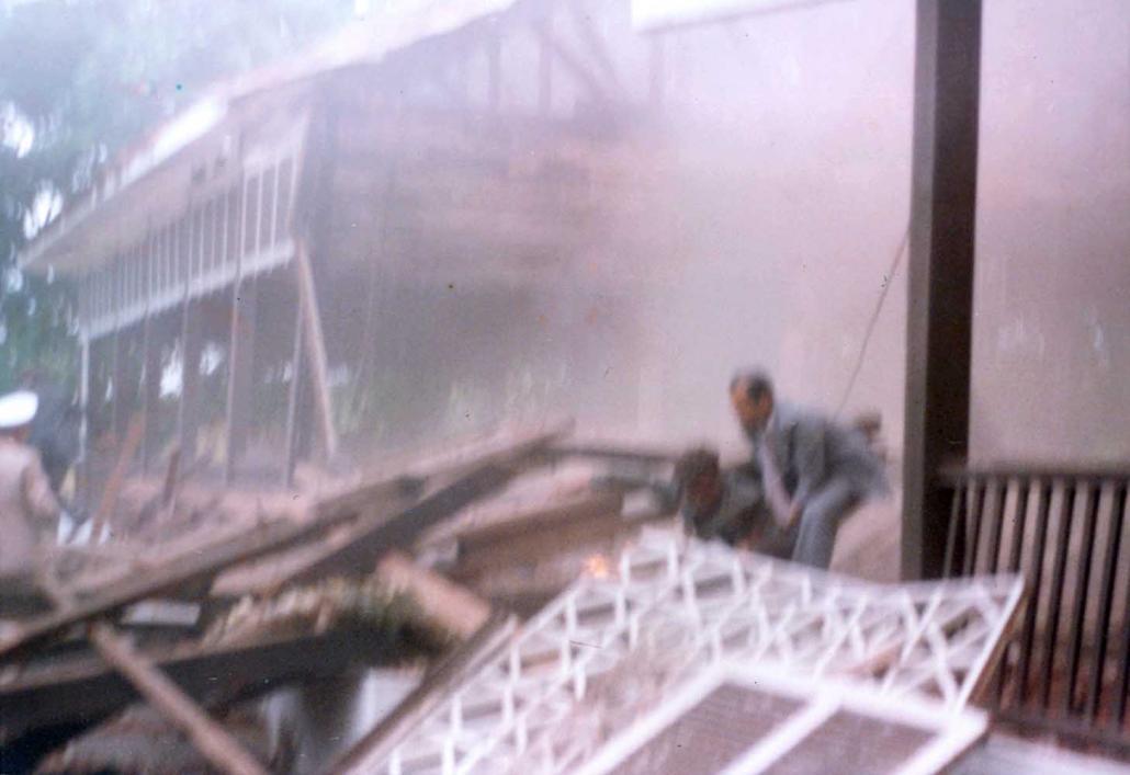 A photo of the bombing attack by North Korea on then-South Korean President Chun Doo-Hwan's entourage in Yangon. 21 died and 46 others were injured in the attack. (Chosun Ilbo | AFP)