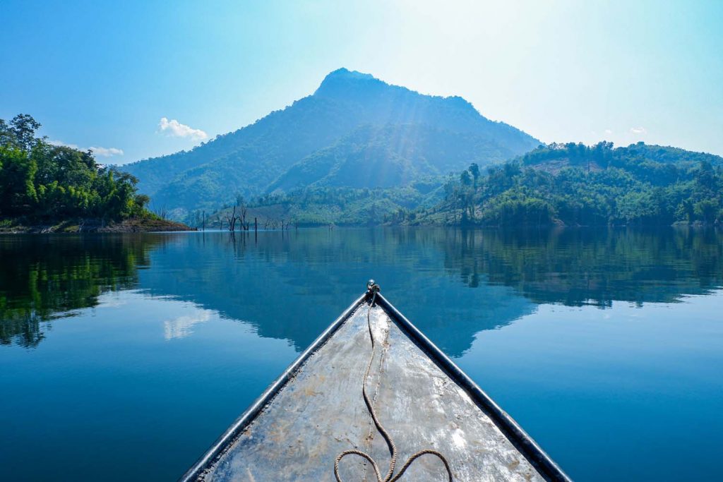 Winding its way through jungle backwaters, the boat trip to Har Waterfall is worth the price of admission alone. (Dominic Horner | Frontier)