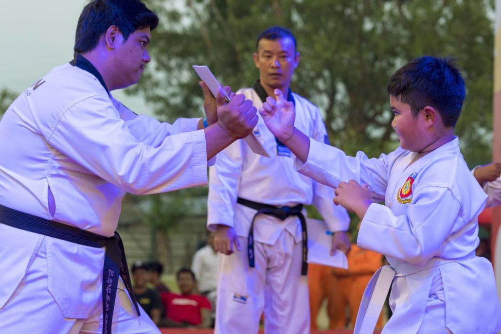 A Dulwich student practices Taekwondo.