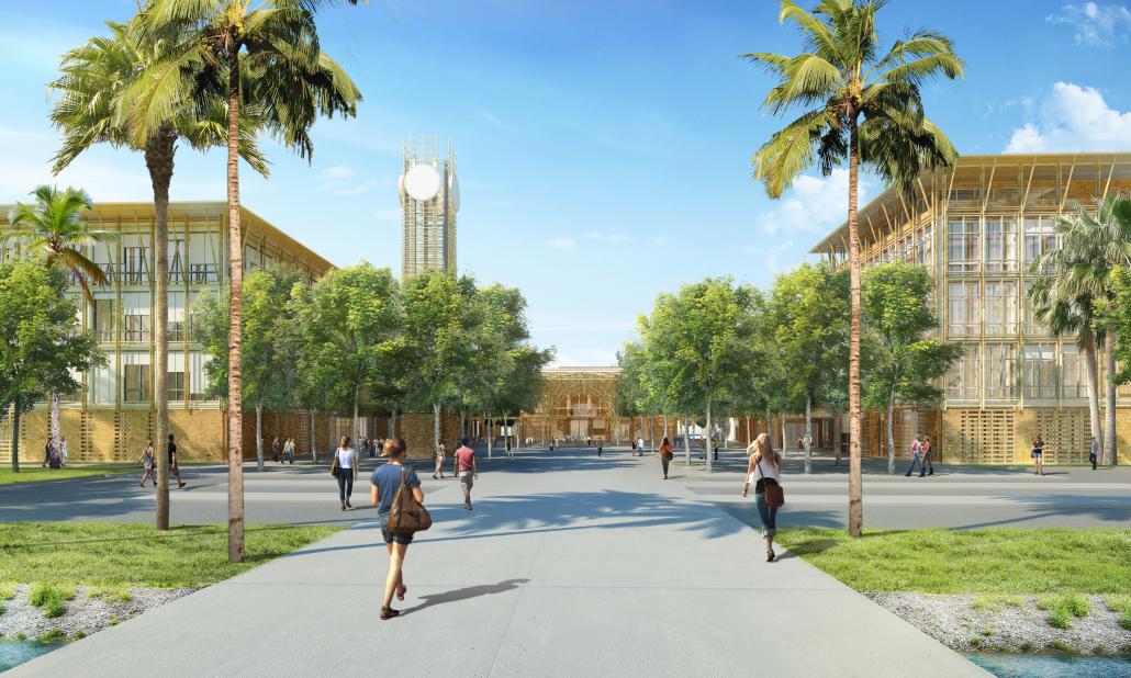 An artist's rendering of the planned Dulwich College Yangon campus at Star City in Thanlyin Township. (Supplied)