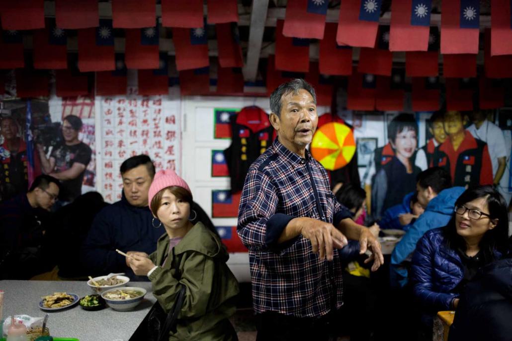 Chang Lao Wang at a noodle shop in Taiwan. (Ann Wang | Frontier)