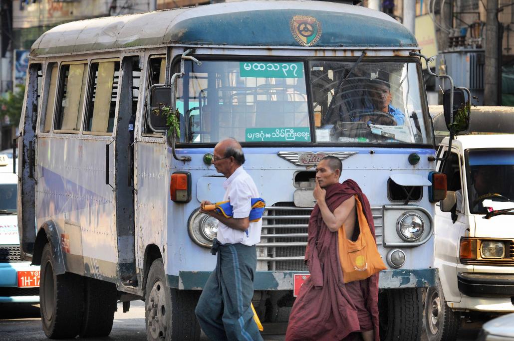  /></p><p>“We are facing death everyday given the way that the bus drivers behave,” said Ko Ko Kyaw, who travels from his home in South Dagon to Yuzana Plaza in Mingalar Taung Nyunt each day for work. “And then sometimes they [the driver and conductor] are very impolite. People are also jam-packed in the bus, especially in the morning and evening peak hour.”</p><p>Despite its many failings, the vast majority of Yangon residents rely on the bus system every day. According to Japan International Cooperation Agency’s (JICA) Greater Yangon Transportation Report, about 50 percent of all non-walking trips – about 3 million each day – were made on a bus, with bicycle the next most common form of transport.</p><p>There are good reasons for this. The city circle train line is slow and services only a limited number of areas. Unlike other cities in Myanmar, motorbikes are also banned. While their use is tolerated in quiet residential areas, police are quick to arrest those who ride them on major roads. Cars are prohibitively expensive for most people.</p><h2 class=