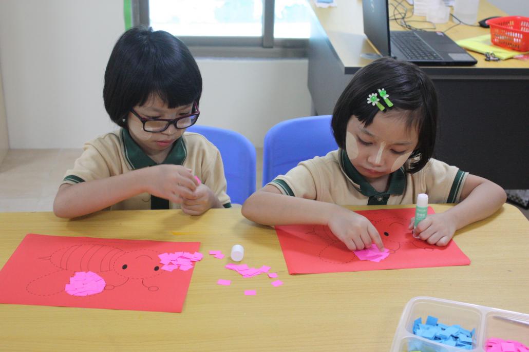 Students from Thalun International School in Yangon take part in art classes. (Supplied)