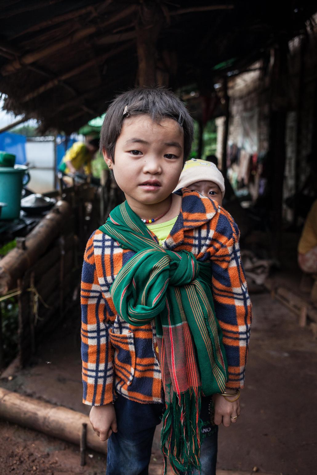 A child at an camp for internally displaced persons in Namtu Township, northern Shan State in late November. (Theint Mon Soe aka J | Frontier)