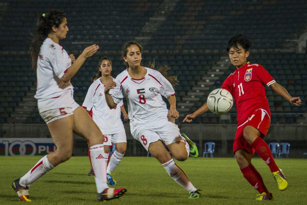  /></p><p>However, Myanmar’s women footballers face opposition both on and off the pitch. While attitudes are slowly changing, there are still many people who argue that women should stick to a more “traditional” role in the home, rather than be out on the field.</p><p>San San Maw, 38, is the team’s veteran. She has been representing her country for more than 20 years, including all nine SEA Games during that time. Originally from Yegyi Township in Ayeyarwady Region, she started playing football at a young age despite objections from her parents, who are farmers.</p><p>“They said to me, ‘You are a girl, you have to wear girly things,’ and they bought girly things but I didn’t like them,” said San San Maw, who has identified as a lesbian since she was a child.</p><p>“At first my parents didn’t like me playing football and being a lesbian, and my eldest sister still scolds me even now. But football has changed my life. I can buy things for my family and have my own life. Now my parents are proud to see me as a professional player.”</p><h2 class=