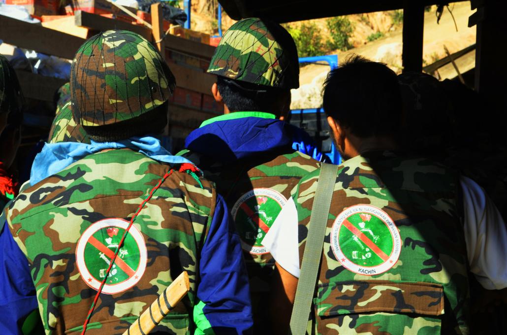 Pat Jasan volunteers take part in a mission to destroy poppy fields in 2016. According to a drug survey by the Kachin Independence Organisation released on June 26, more than 655 hectares of poppy fields were destroyed in Tanai Township of Kachin State in January and February of 2016. (Supplied)