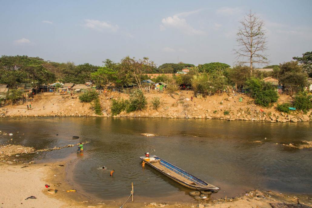 In summer the Thaung Yin River that marks the border turns to little more than a trickle in some places, making it possible to wade across. (Supplied | Frontier) 