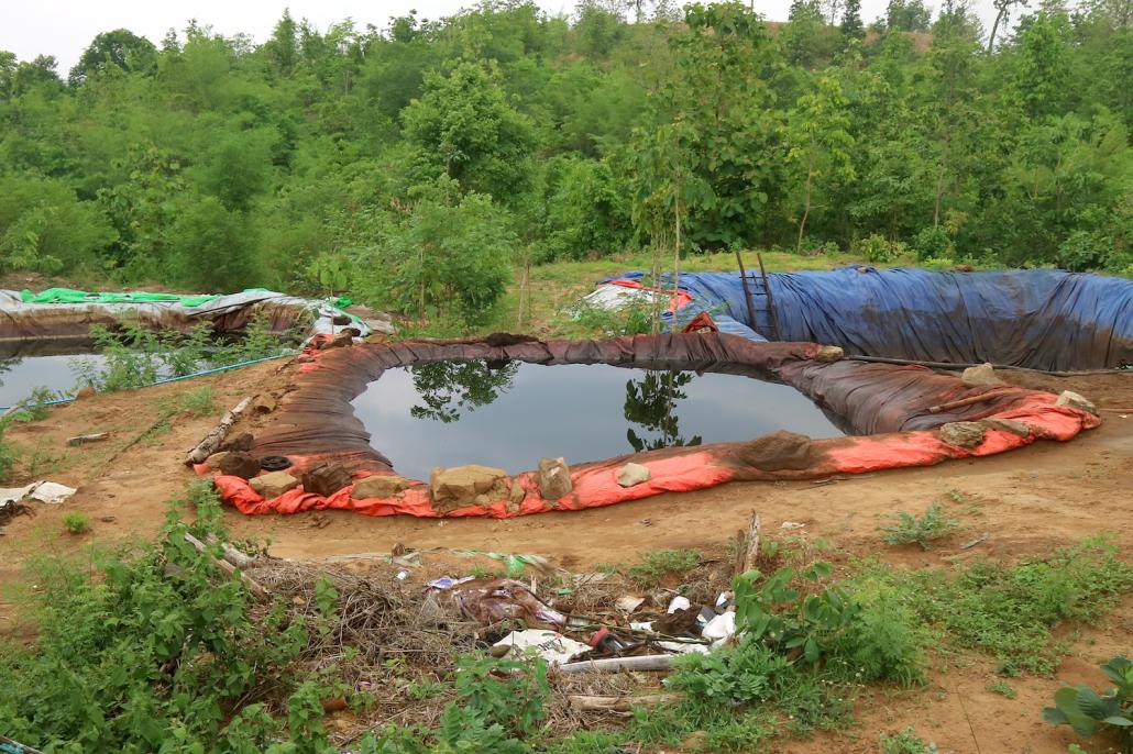 Where possible well owners at Thabyenyo are storing oil for sale once prices recover. (Nay Aung | Frontier)