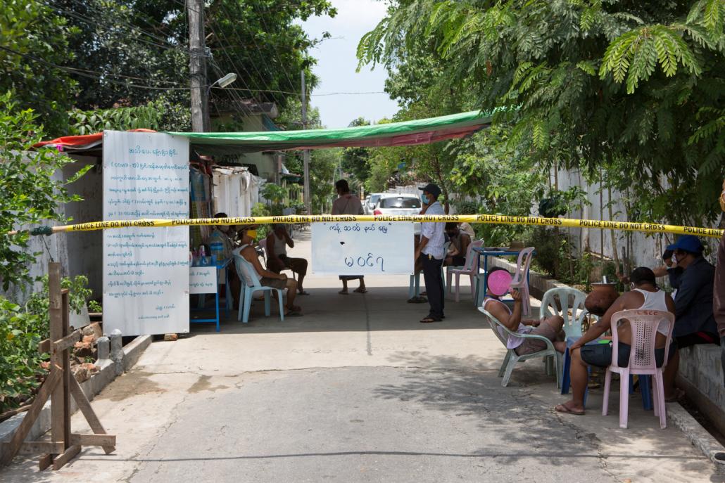 Khawal Chan 2 Street is home to the highest number of COVID-19 cases in Insein Township. (Thuya Zaw | Frontier)