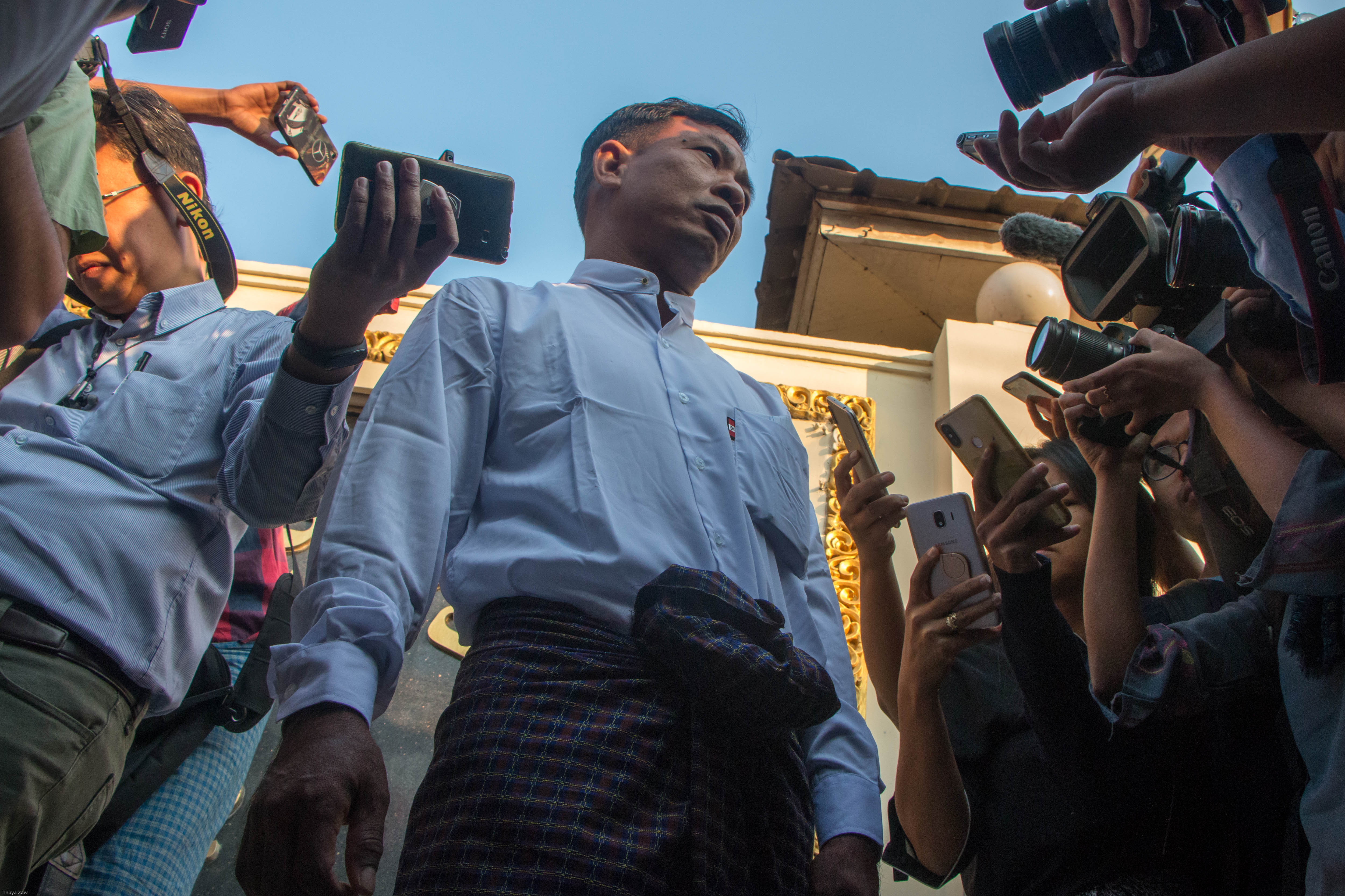 Customers at a teashop in Yangon on May 13. Some teashops have quietly reopened with the tacit approval of local officials. (Thuya Zaw | Frontier)