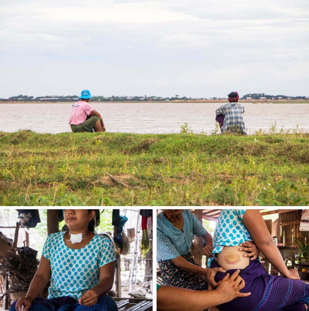  Residents of Phaye Kyun village look out over the Ayeyarwady River towards myay nu kyun, a sandbar formed from rich alluvial soil that was recently the scene of a bloody fight between residents of Phaye Kyun and Kantha villages. (Thuya Zaw | Fr