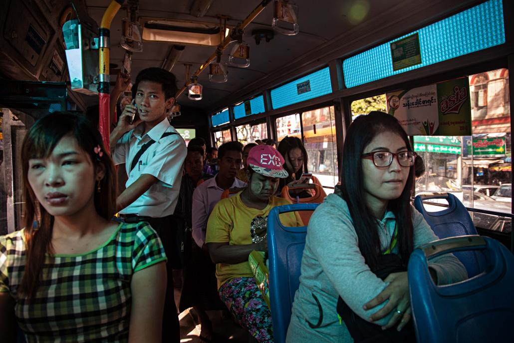 Myanmar women are sometimes targeted while riding public transport. (Lauren DeCicca / Frontier)