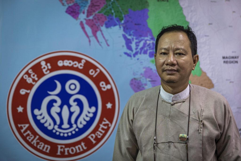 Arakan Front Party vice chair U Kyaw Zaw Oo says "Rakhine people have lost faith in the political system." (Hkun Lat | Frontier)