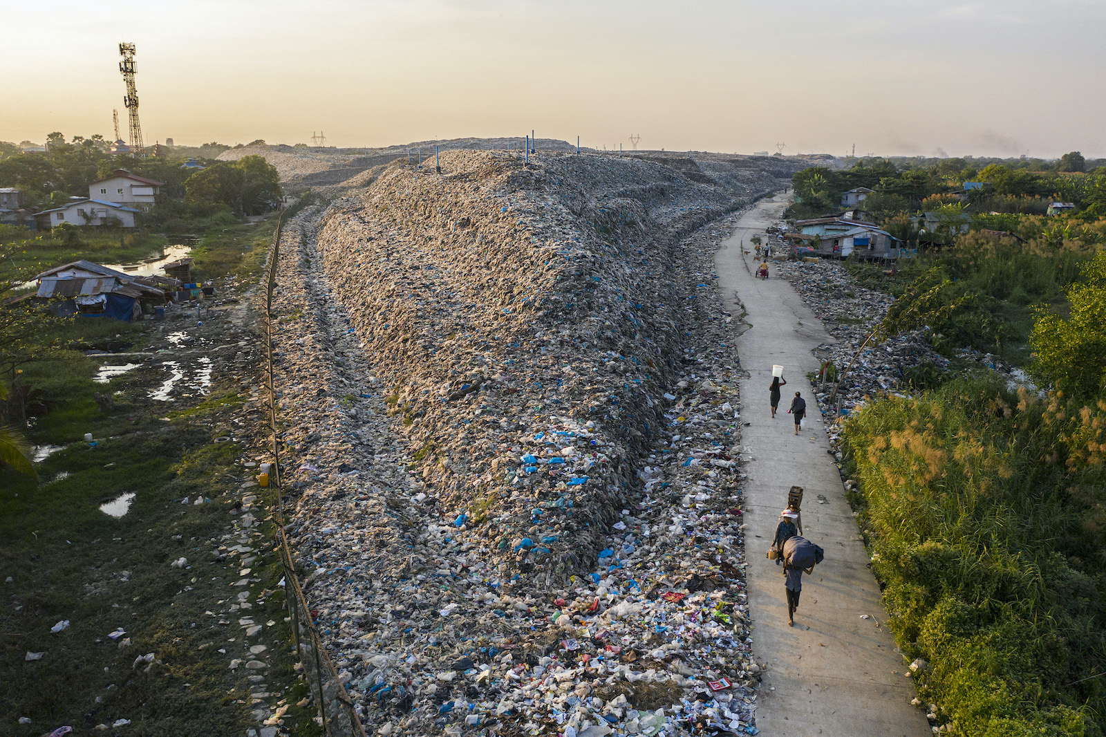 The Dawei Chaung dump in Yangon's North Dagon Township is seen on December 15, 2020. (Hkun Lat | Frontier)