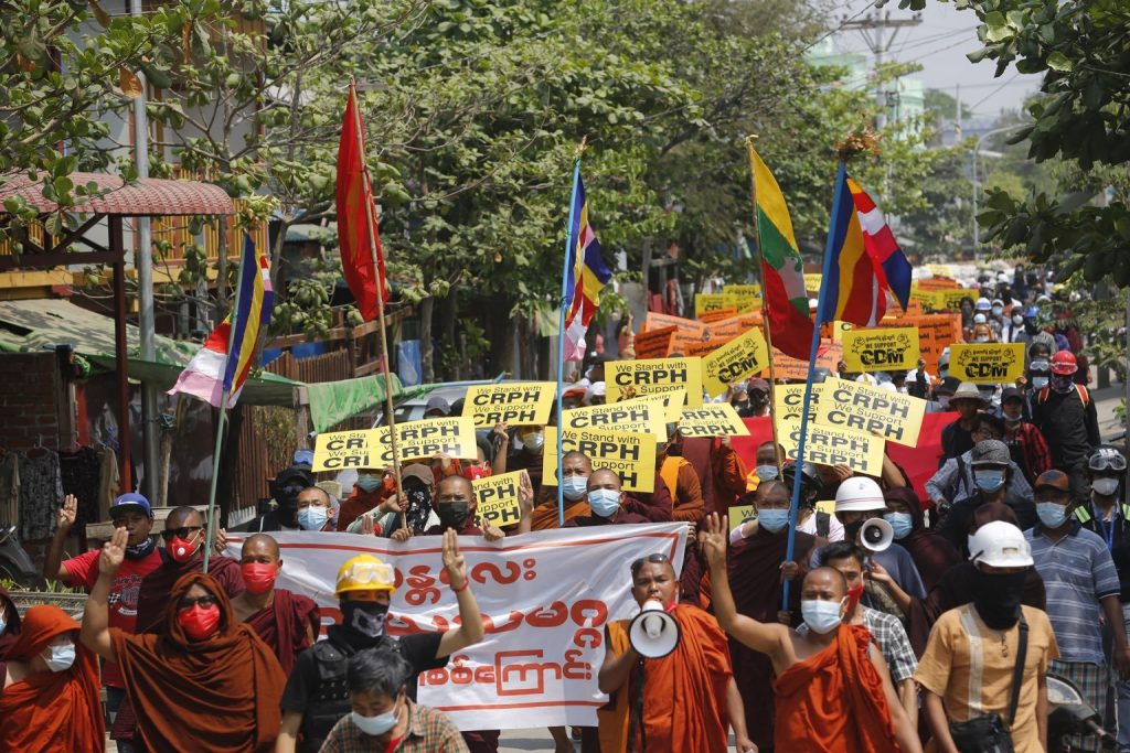 The Mya Taung protest march has been held daily since February 8. (Frontier)