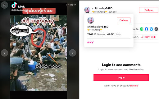 A TikTok video claims that someone standing behind Ma Kyal Sin at a Mandalay protest on March 3 was coordinating with third-party snipers to have her killed