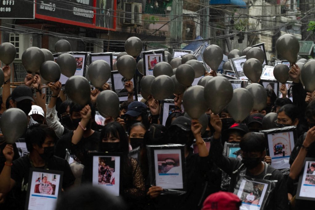 Fallen protester memorial Yangon