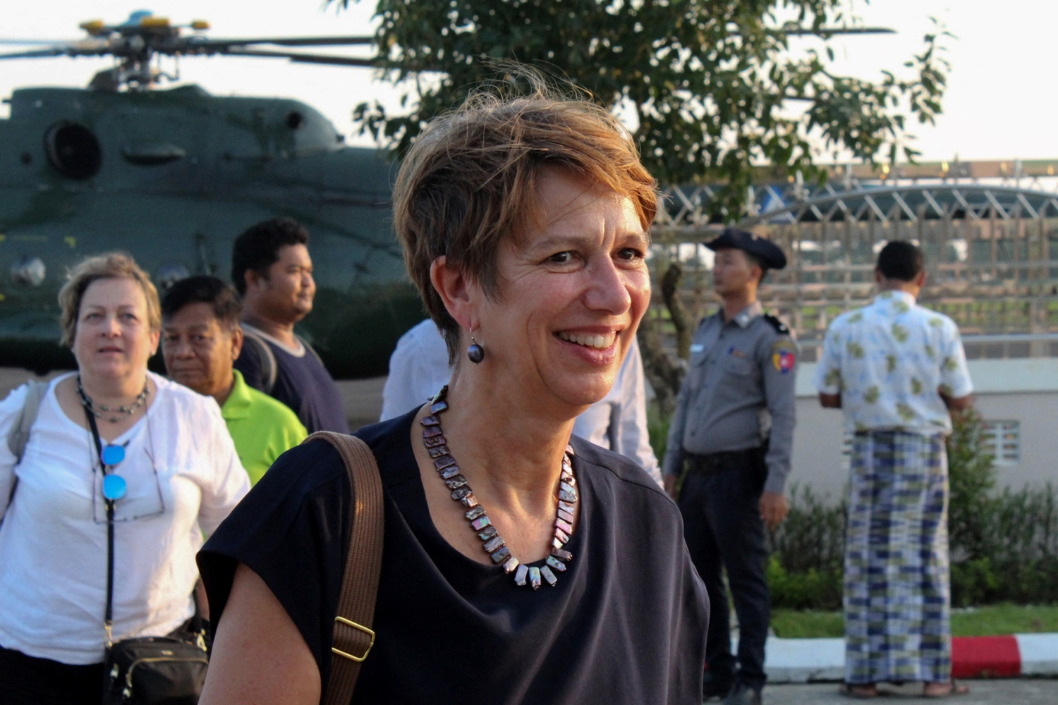 UN Special Envoy for Myanmar Christine Schraner Burgener arrives at Sittwe airport on a visit to Rakhine State on October 15, 2018. (AFP)