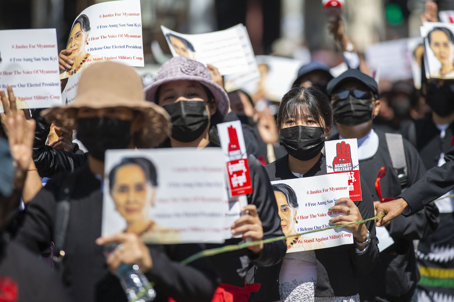 Lawyers protest against the military shortly after the coup in February of last year. (Frontier)