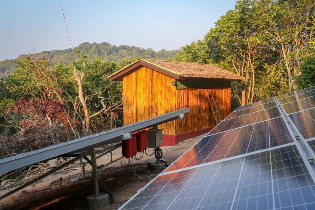 A solar panel pictured in the Myeik Archipelago in 2018. (Frontier)