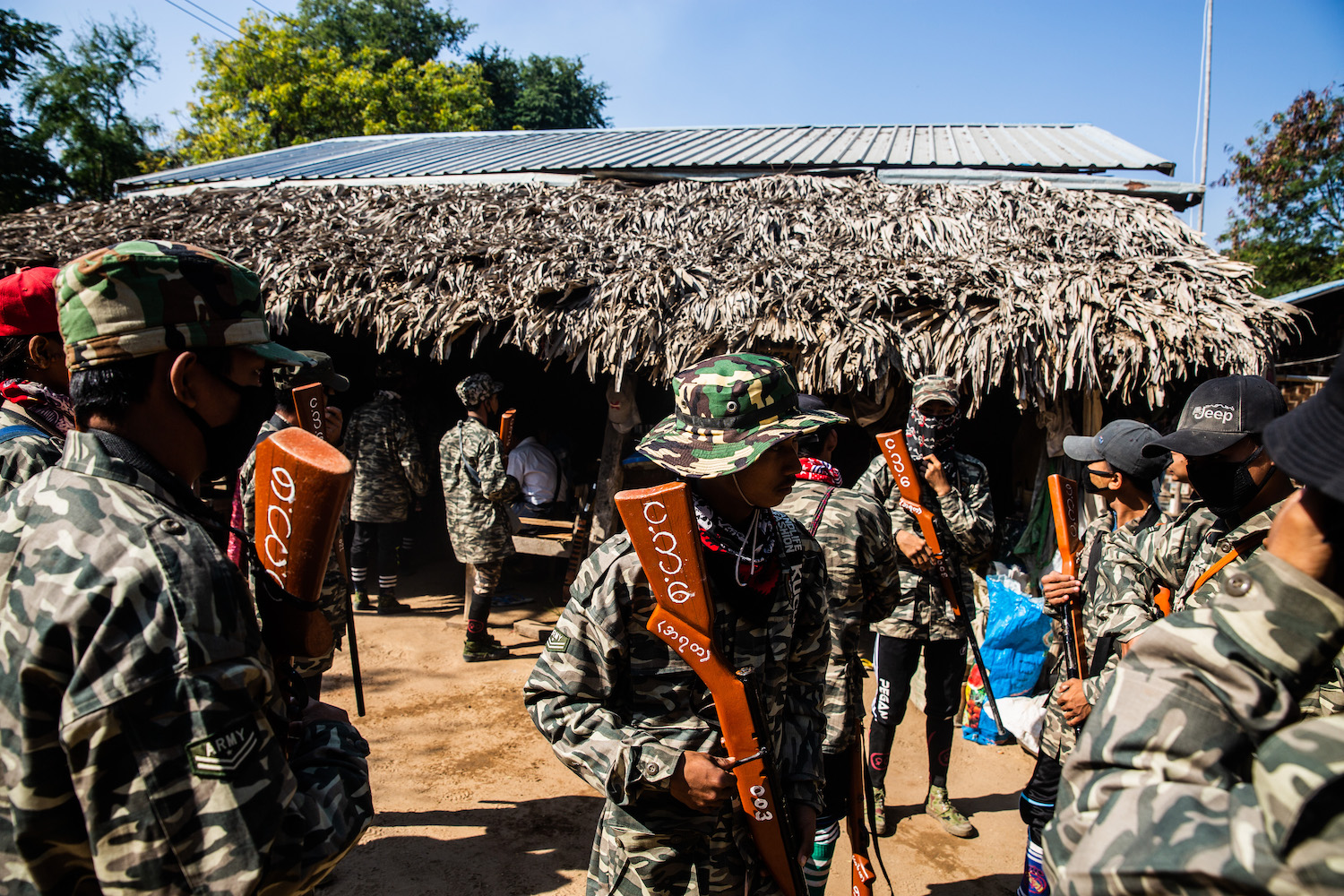 PDF fighters gather in Sagaing's Ayadaw Township in February 2022. (Mar Naw | Frontier)