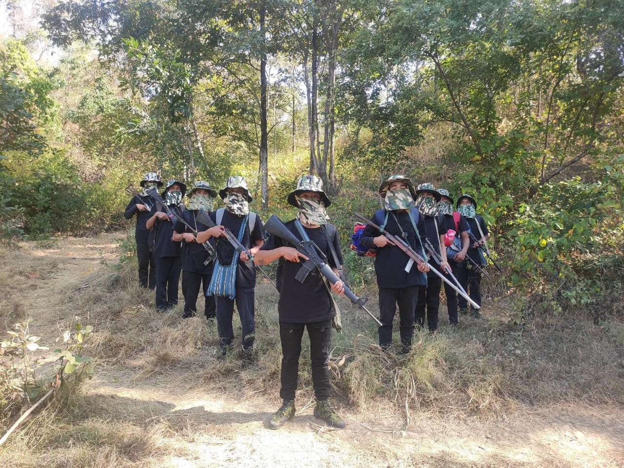 Members of the People's Revolution Front train in an undisclosed location. (Facebook | Supplied)