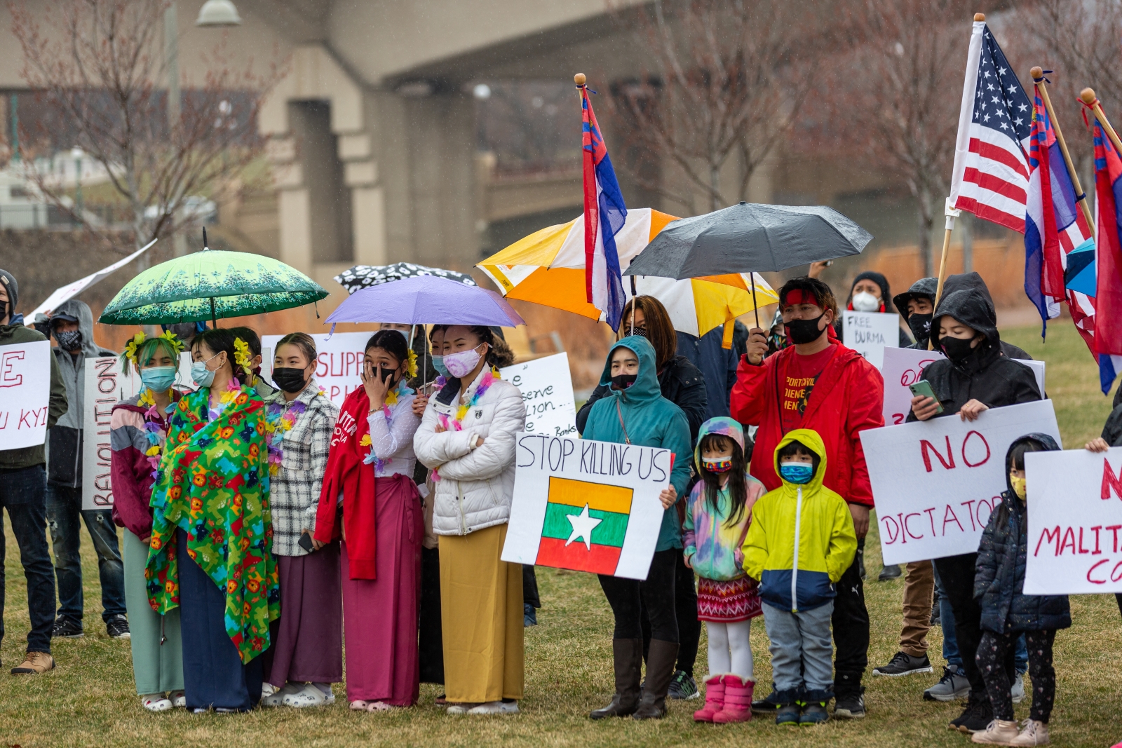 Demonstrators gather for the Global Protest Revolution Day for Myanmar in Saint Paul, Minnesota, on March 27, 2021. (AFP)