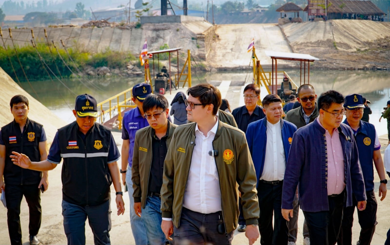 Thai MP Rangsiman Rome visits the Moei River, which marks the border with Myanmar, in Thailand's Tak province on February 16. (Supplied)