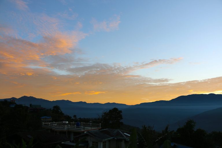 The sun sets in Tedim Township, northern Chin State on November 12. (Supplied / Zogam NLD)