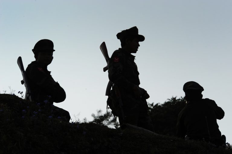 Ta'ang National Liberation Army soldiers in northern Shan State. (Steve Tickner | Frontier)