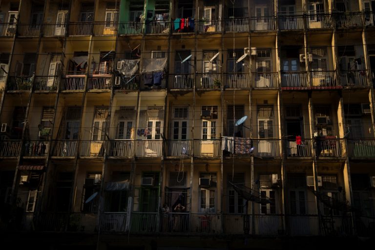 A housing block in downtown Yangon seen in December 2017. Kaman Muslims fleeing war in Rakhine State complain of housing discrimination in the city. (AFP)