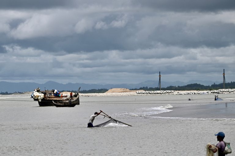 Fishing boats near the coast of Bangladesh’s Cox's Bazar district on August 12, 2022. (AFP)