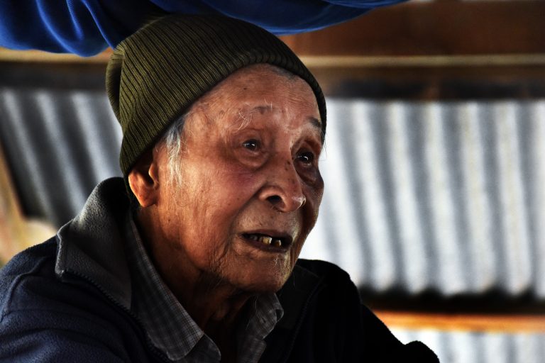 Ninety-six year old Saw Maung Tin says he "will never forget the blood and the sound of villagers crying" during the massacre in his village of Kyoe Kone 72 years ago. (Frontier)