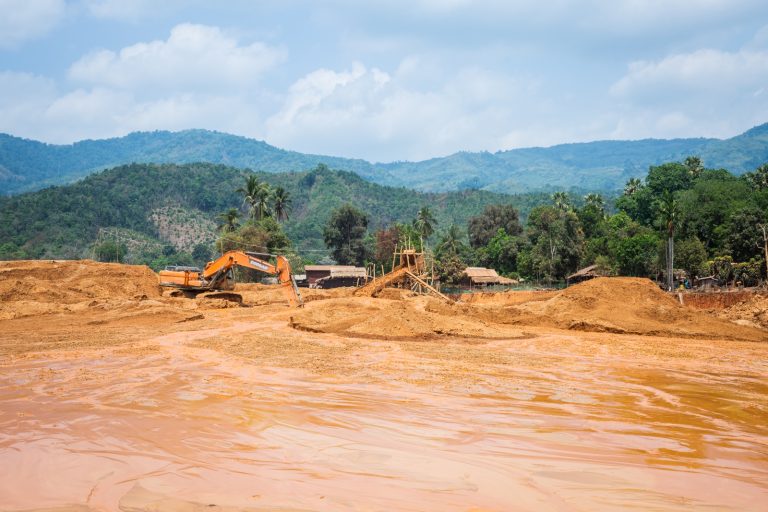 A gold mine along the Bilin River in an area controlled by the Karen National Union in Kayin State’s Hpapun Township. (Mar Naw | Frontier)