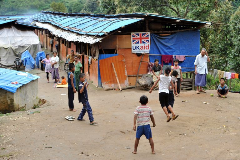 Children play at one of the camps for internally displaced people near the KIA headquarters of Laiza, in northern Kachin State, on September 19, 2012. (AFP)