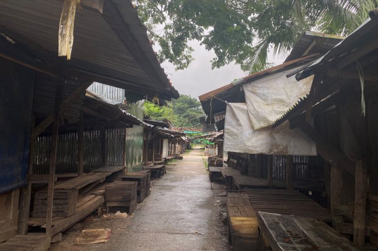 The main market of an Ayeyarwady delta village, which was ordered to shut down on July 17 as part of COVID-19 prevention measures. (Frontier)